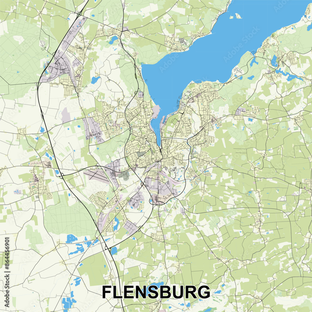 Obraz premium Flensburg, Germany map poster art
