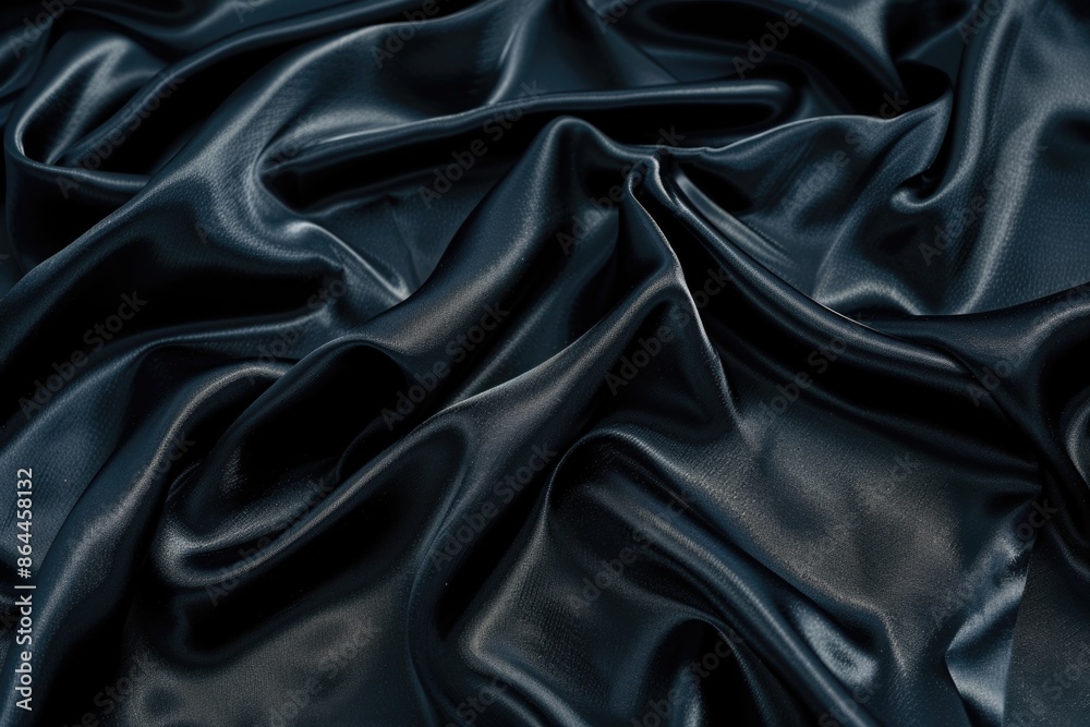 Fototapeta premium Close-up shot of black satin material with smooth and shiny surface