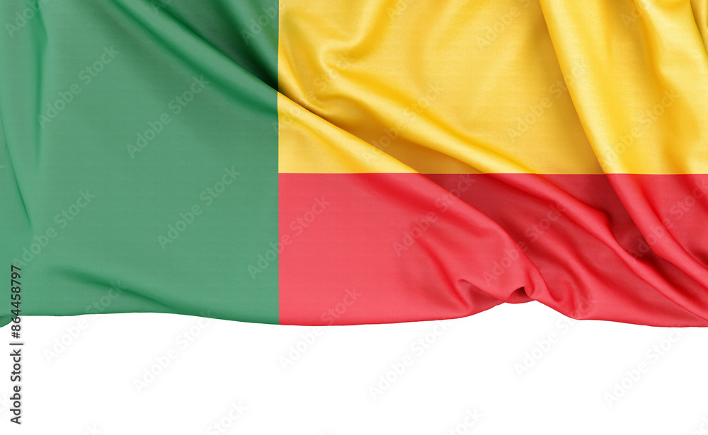 Obraz premium Flag of Benin isolated on white background with copy space below. 3D rendering