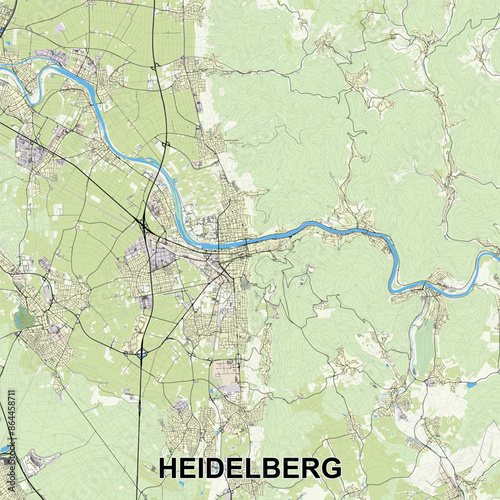 Heidelberg, Germany map poster art