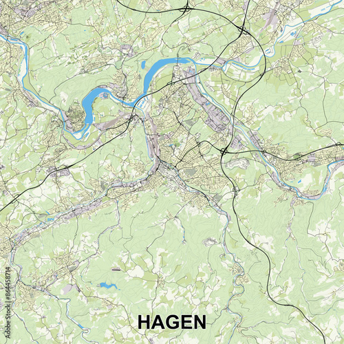 Hagen, Germany map poster art