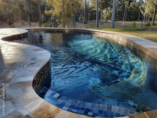 Complete pool replastering with tiling photo