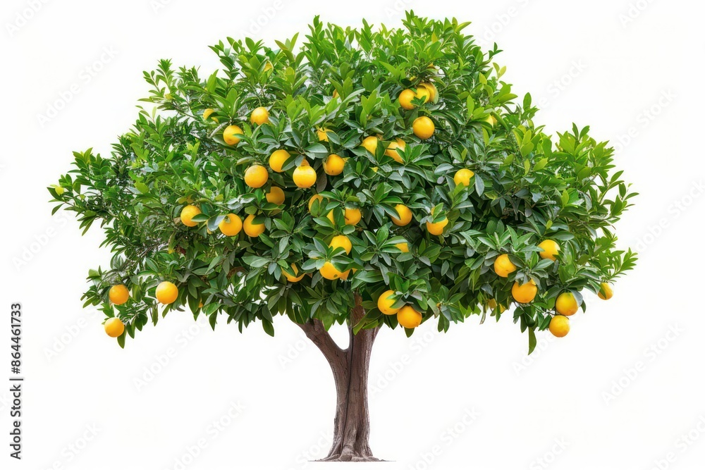 A citrus tree isolated on a pure white background A citrus tree isolated on a pure white background