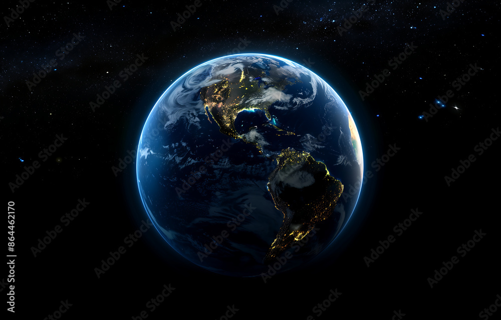 Fototapeta premium Stunning View of Earth from Space Highlighting the Americas