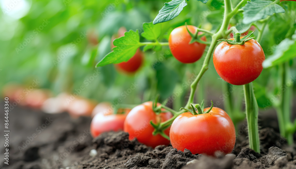 Ripe Red Tomatoes Growing in a Garden Ripe Red Tomatoes Growing in a Garden