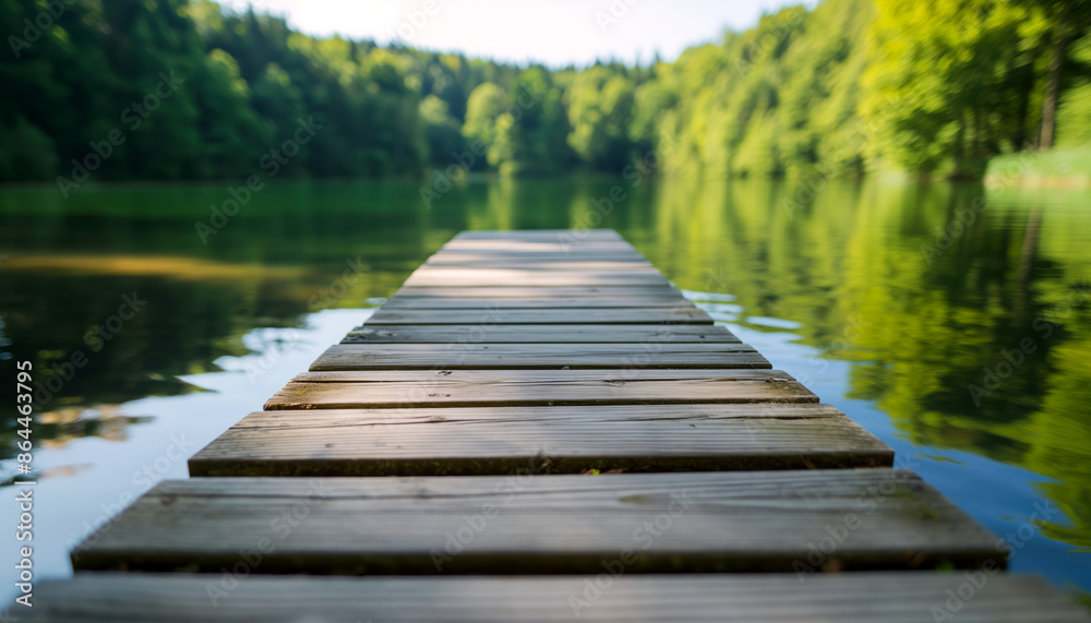 Obraz premium Wooden Dock Extending into Tranquil Lake