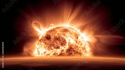 Spectacular Solar Flare Erupting from the Sun Against a Dark Space Background photo