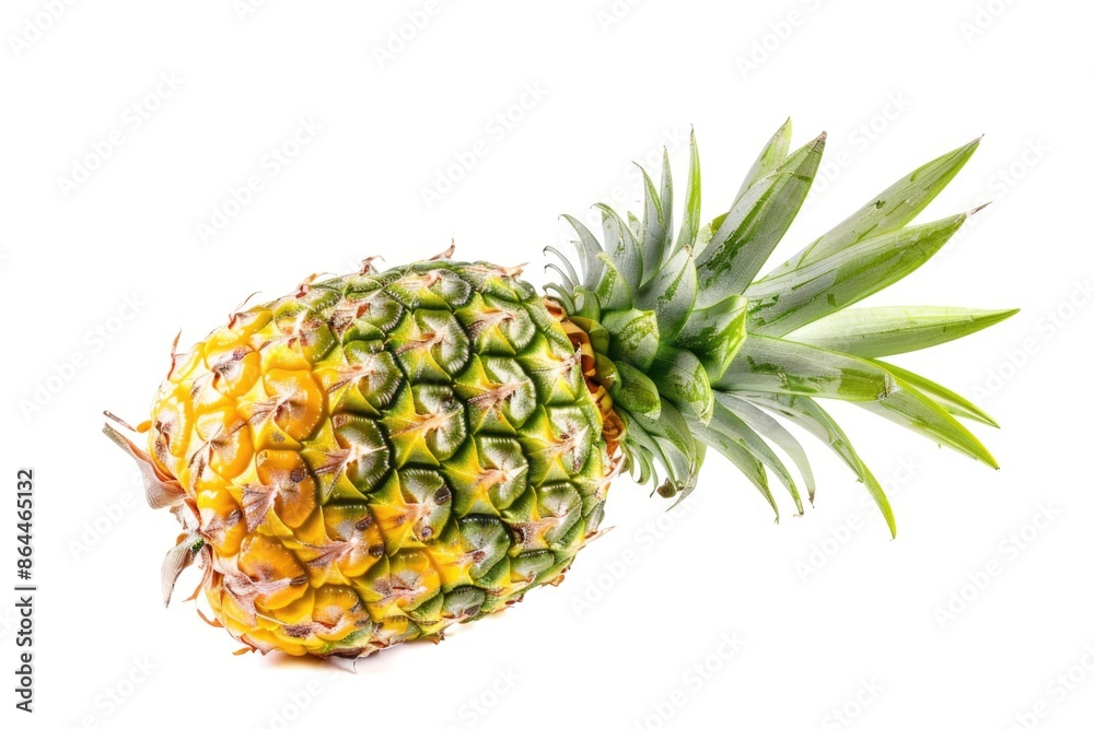 Fresh pineapple on a plain white surface, ideal for food and lifestyle photography Fresh pineapple on a plain white surface, ideal for food and lifestyle photography
