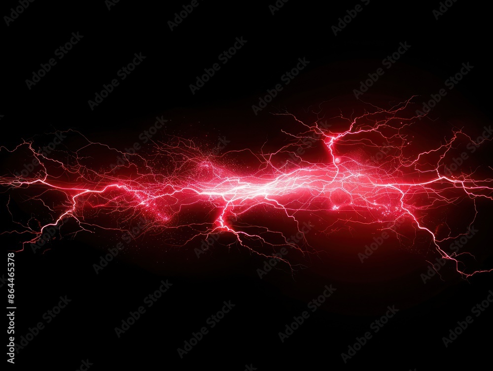 Thunder lightning vector electric power effect isolated on black background. Red spark blast VFX illustration. Flash lightning explosion magical spell attack. Energy discharge neon thunderstorm Thunder lightning vector electric power effect isolated on black background. Red spark blast VFX illustration. Flash lightning explosion magical spell attack. Energy discharge neon thunderstorm