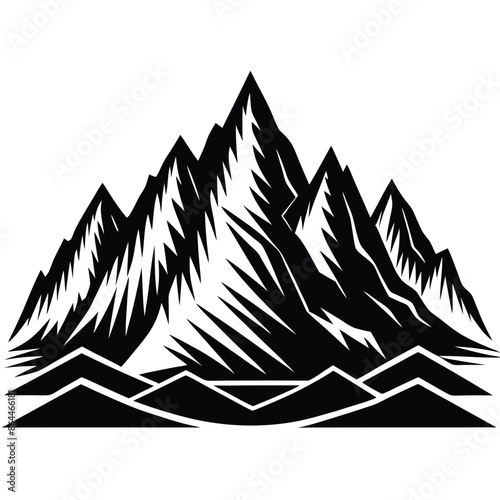 Mountains vector. Mountain range silhouette isolated vector illustration. AI generated illustration.