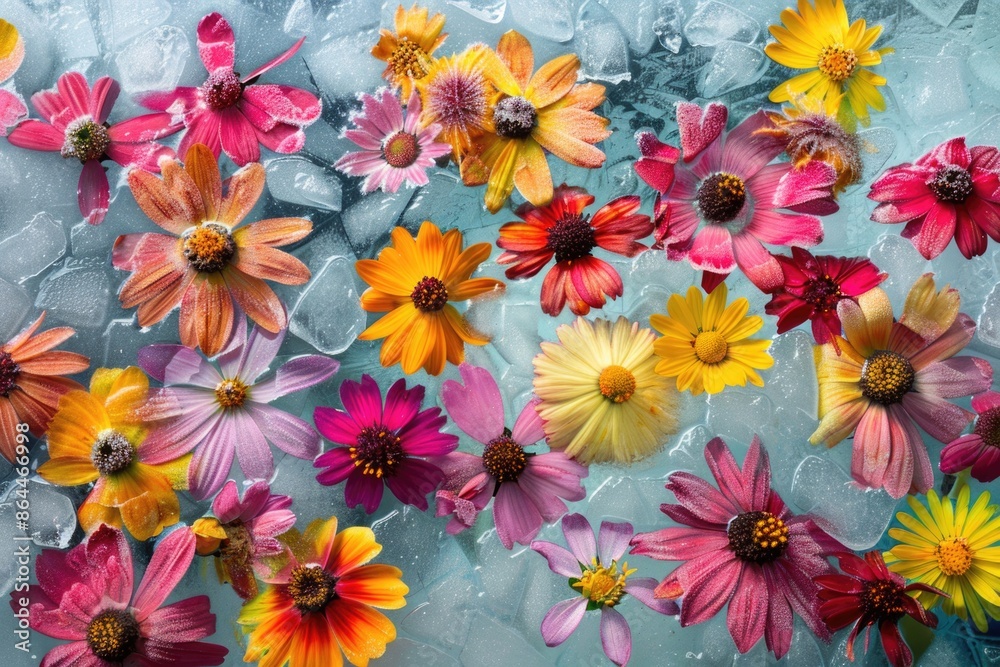 A bouquet of flowers floats on the surface of a pool of water, offering a serene and peaceful scene A bouquet of flowers floats on the surface of a pool of water, offering a serene and peaceful scene