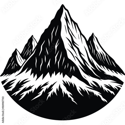 Mountains vector. Mountain range silhouette isolated vector illustration. AI generated illustration.