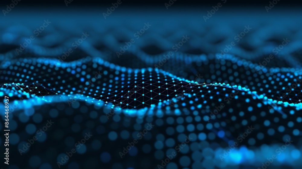 Blue glowing nodes and intricate lines form a digital network on a dark background, symbolizing modern connectivity and technological advancements Blue glowing nodes and intricate lines form a digital network on a dark background, symbolizing modern connectivity and technological advancements