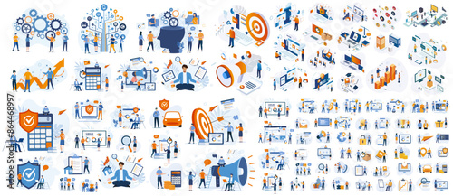 Illustration collection Marketing, Finance, Business, data, systems, ...