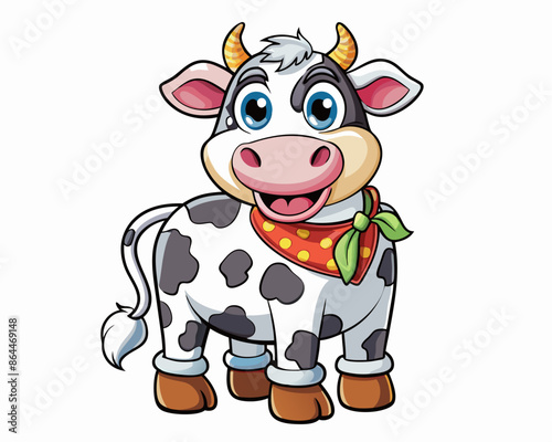 funny cow cartoon logo icon t-shirt design website and app icon vector illustrations