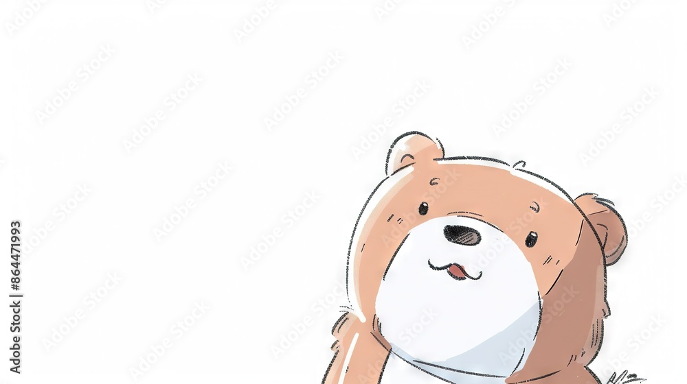 Naklejka premium Brown-and-white bear with white nose and chest patch