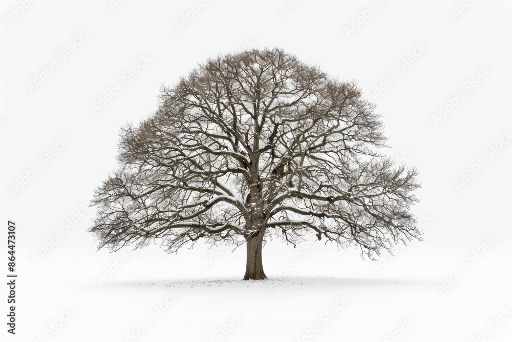 The sturdy hickory tree against a pristine white backdrop The sturdy hickory tree against a pristine white backdrop