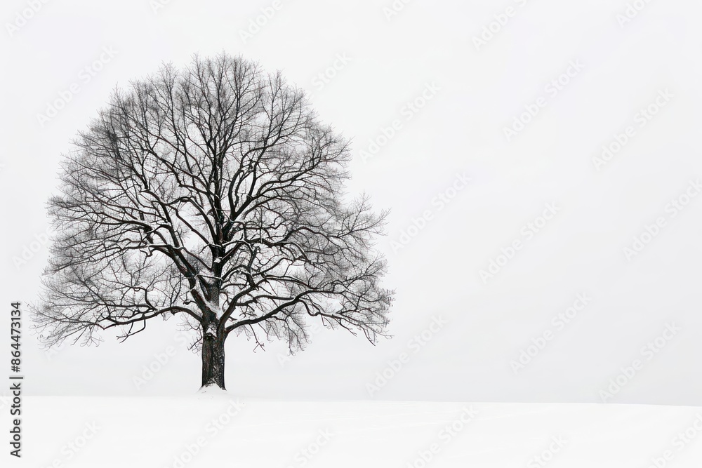 The sturdy hickory tree against a pristine white backdrop The sturdy hickory tree against a pristine white backdrop