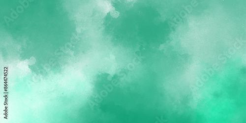 Abstract Mint Bluesky Water color background, Illustration. cloudy Minty sky background with clouds, cloudy light blue watercolor natural clouds and smoke. beautiful cloudy Mint turquoise background
