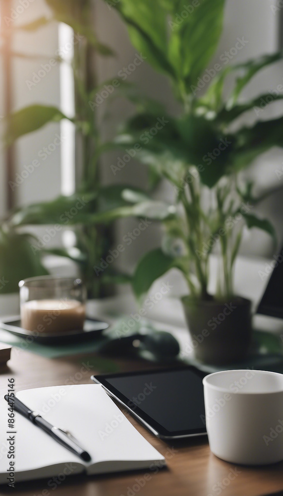 Blank tablet blank mockup on table Aesthetic home office desk with tablet pen cup of coffee office s Blank tablet blank mockup on table Aesthetic home office desk with tablet pen cup of coffee office s