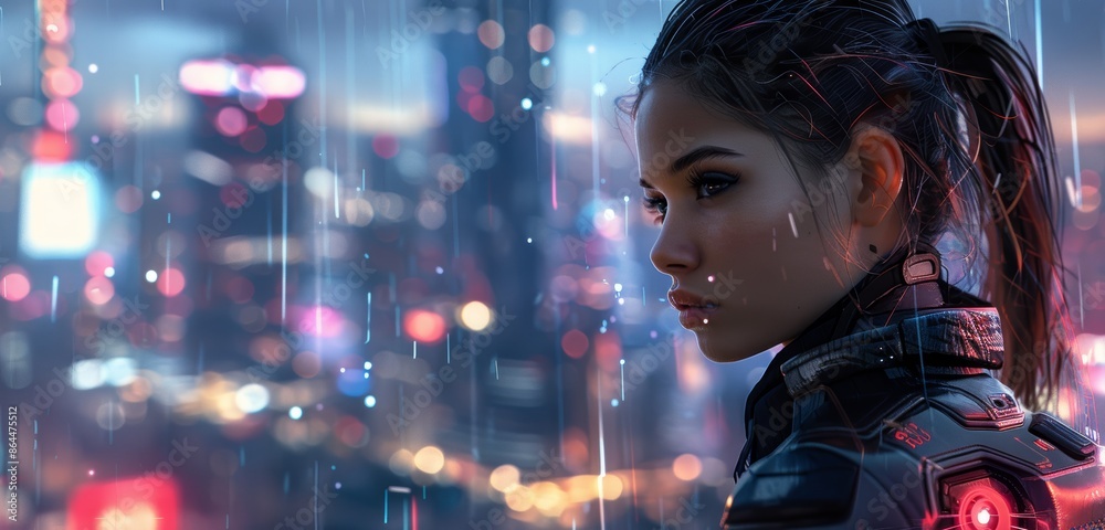 model in sleek techwear suit, background is a futuristic cityscape, model in sleek techwear suit, background is a futuristic cityscape,
