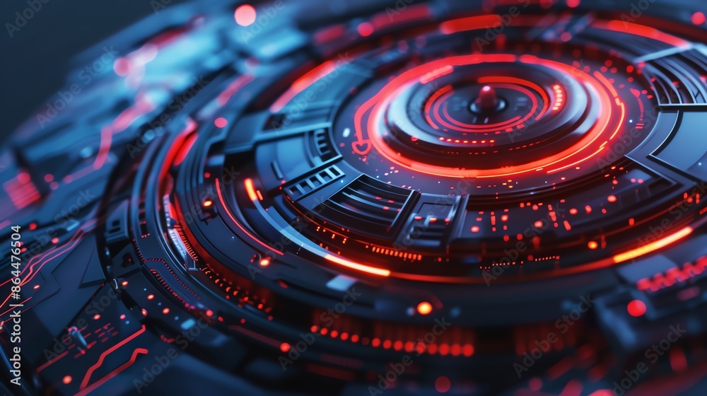 Futuristic Technology. Glowing Red Core of Advanced Machine or Engine Futuristic Technology. Glowing Red Core of Advanced Machine or Engine