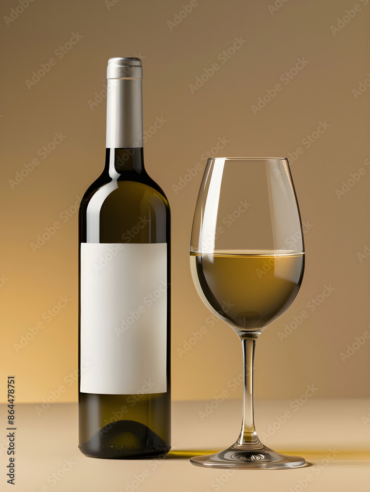 Blank Wine Bottle and glass of Wine Blank Wine Bottle and glass of Wine