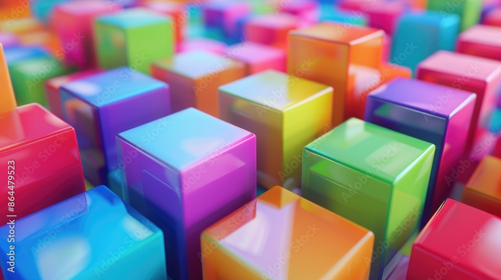 Fototapeta premium Multi-Colored Cubes on a Light Surface