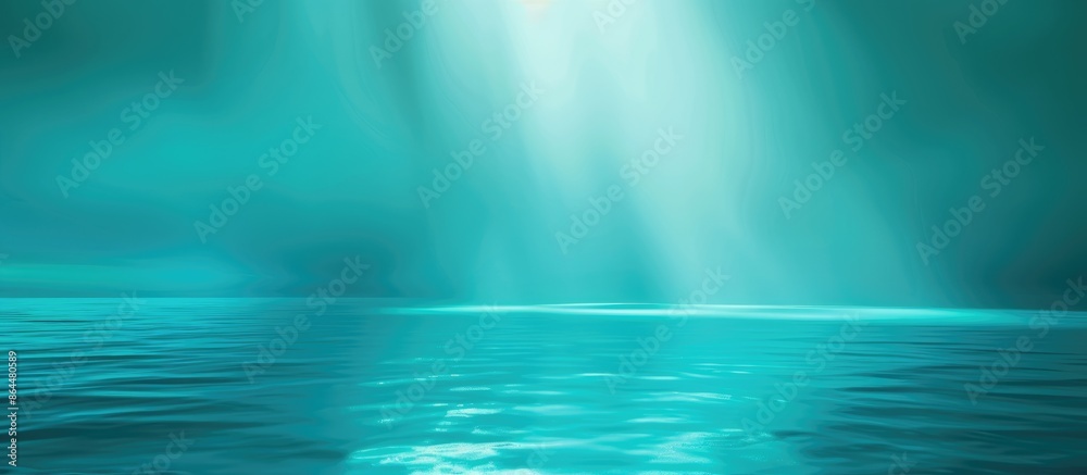 Obraz premium Beautiful Turquoise Gradient Background for Poster Banner and Product Advertising with Green Spotlight on Blue Color