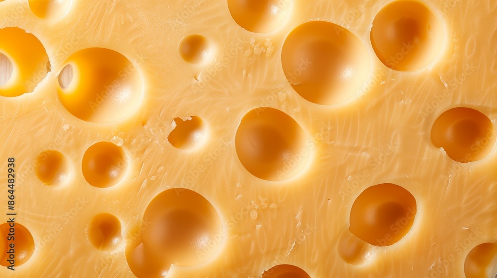 Elegant Close-up of a piece of Swiss cheese with characteristic holes, against a clean backdrop, Ideal for culinary, recipe, or food-related uses Elegant Close-up of a piece of Swiss cheese with characteristic holes, against a clean backdrop, Ideal for culinary, recipe, or food-related uses