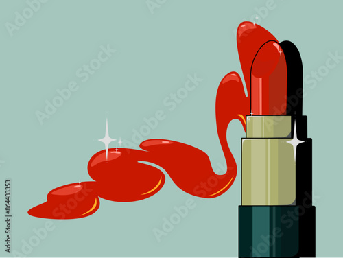 Red lipstick illustration. Element of makeup and beauty. Cosmetics vector.