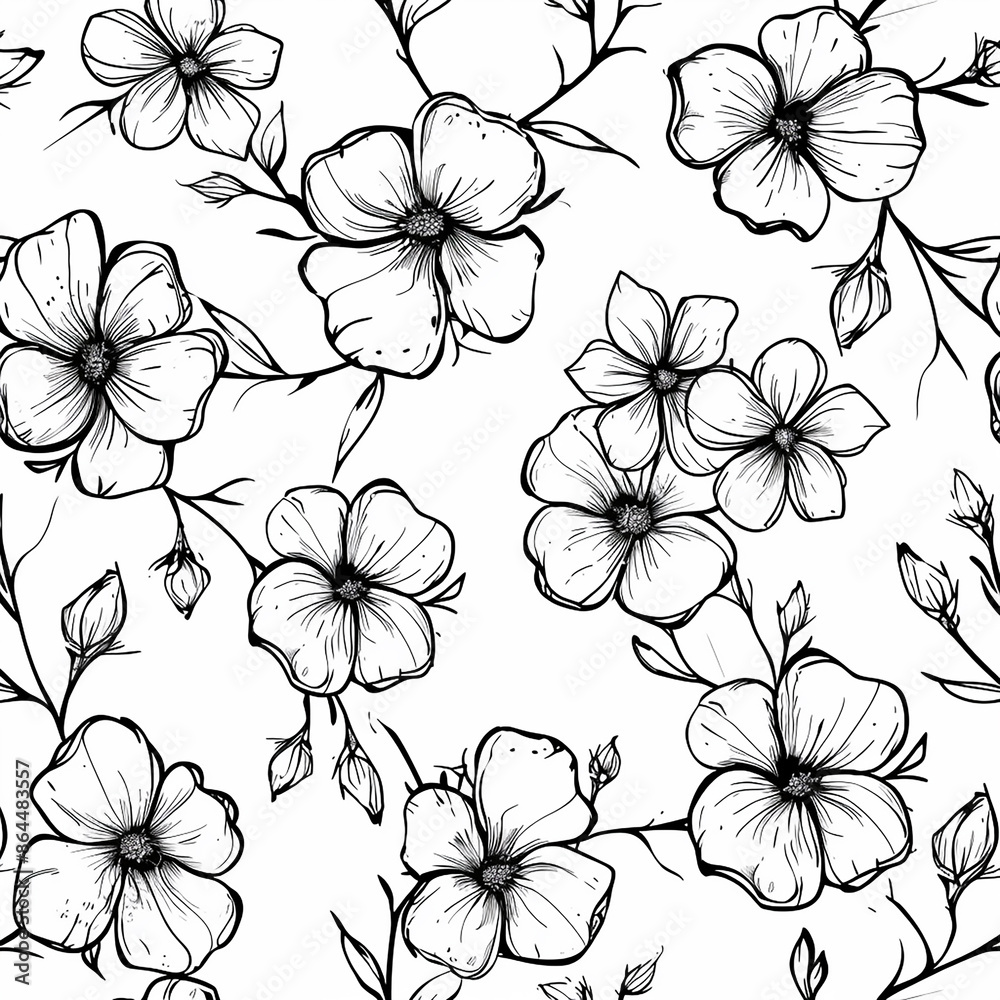 Black and white flower background - generative ai Black and white flower background - generative ai