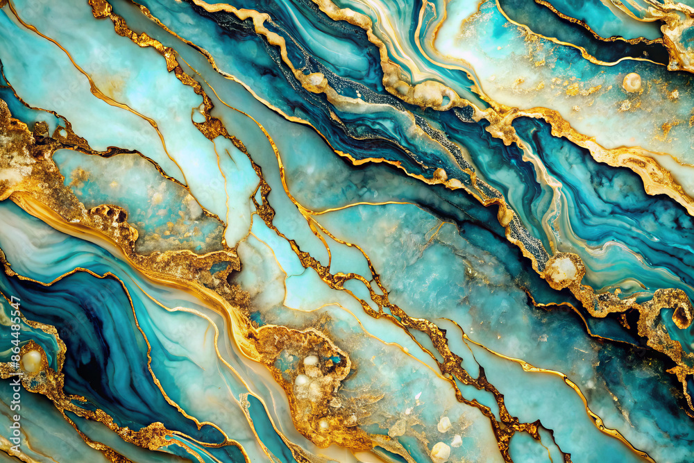 Natural luxury abstract art texture of blue marble with golden swirls in liquid ink technique Natural luxury abstract art texture of blue marble with golden swirls in liquid ink technique