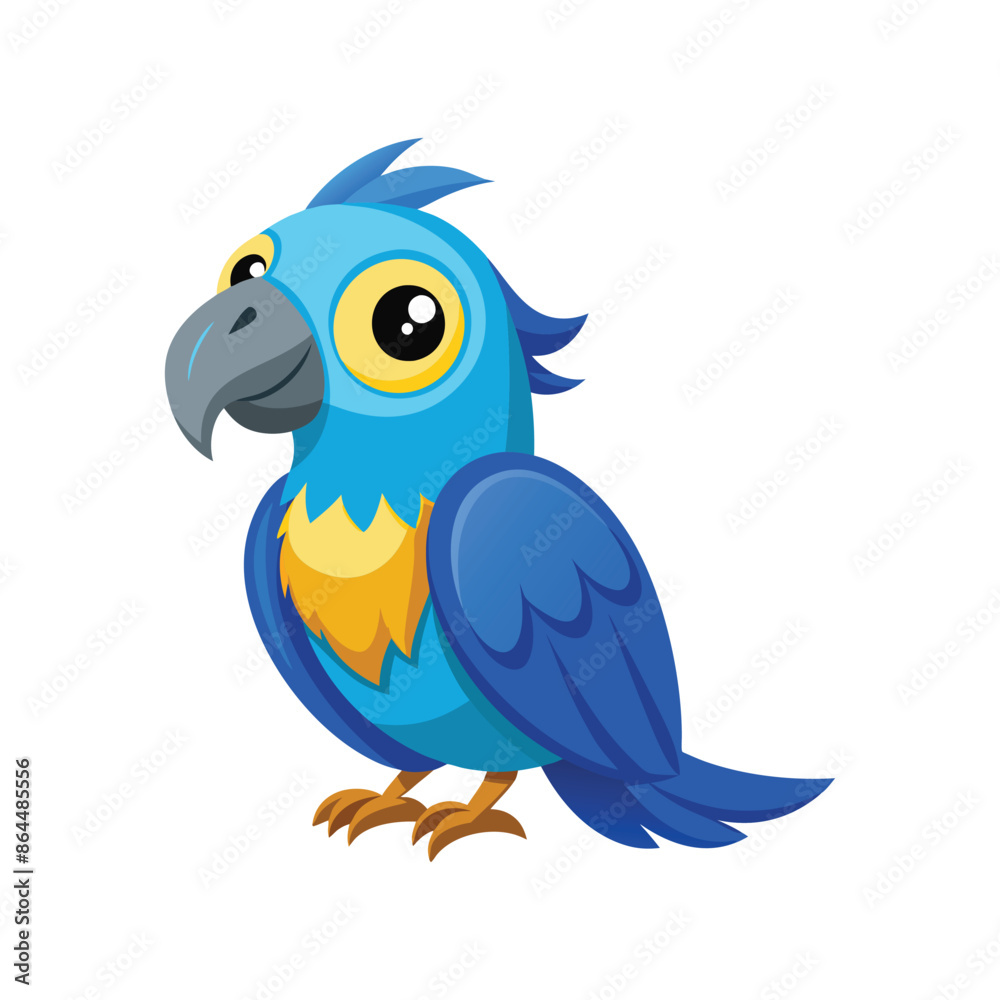 Naklejka premium Cartoon blue macaw vector isolated