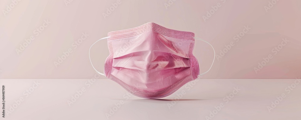 Pink surgical mask on a pastel background, front view. Healthcare and safety concept Pink surgical mask on a pastel background, front view. Healthcare and safety concept