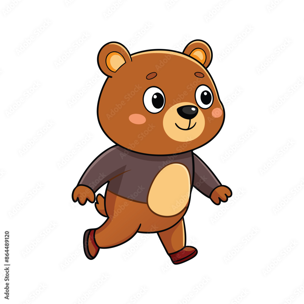 Obraz premium Cartoon cute little bear walking vector
