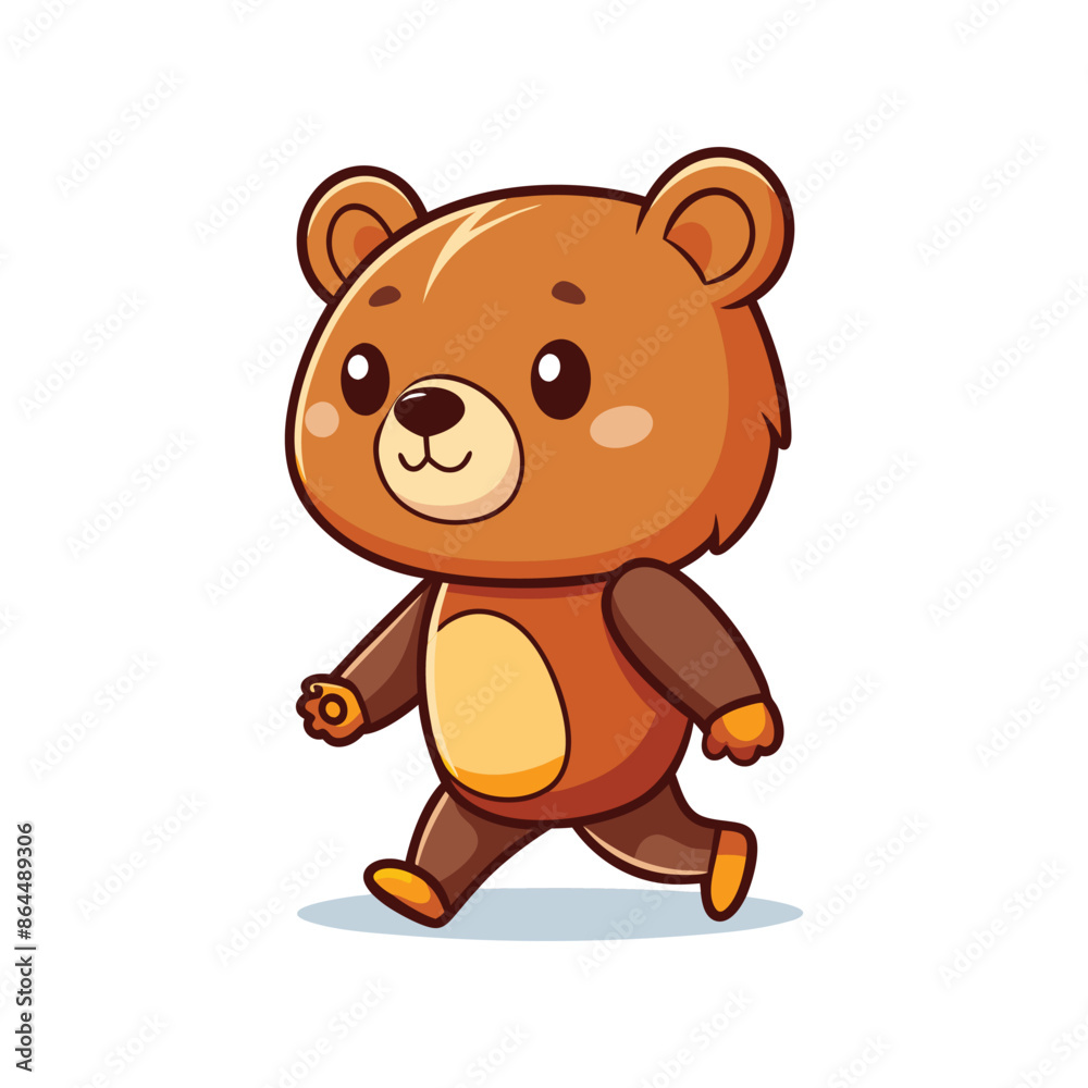 Fototapeta premium Cartoon cute little bear walking vector