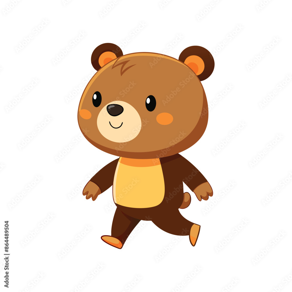 Fototapeta premium Cartoon cute little bear walking vector