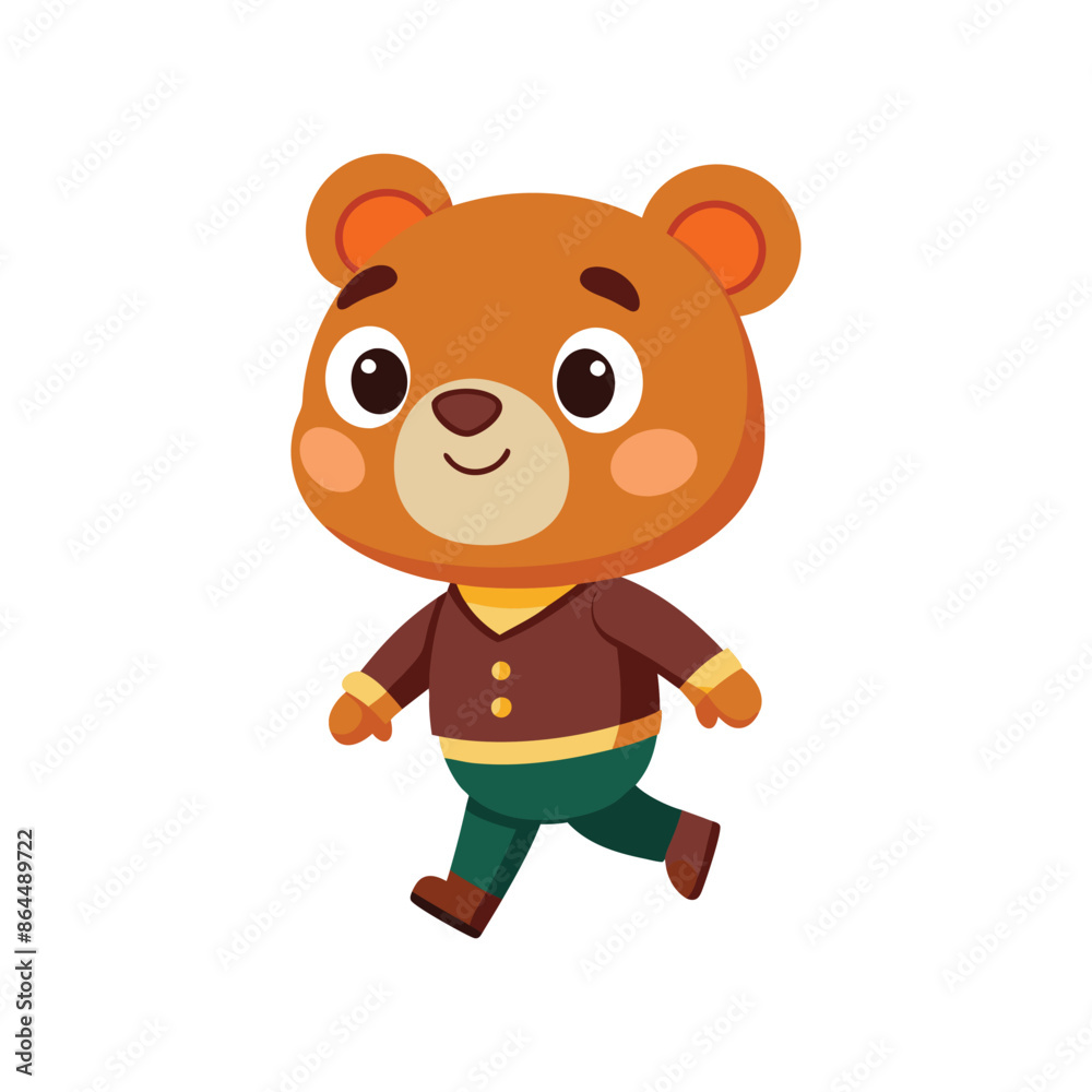 Cartoon cute little bear walking vector Cartoon cute little bear walking vector