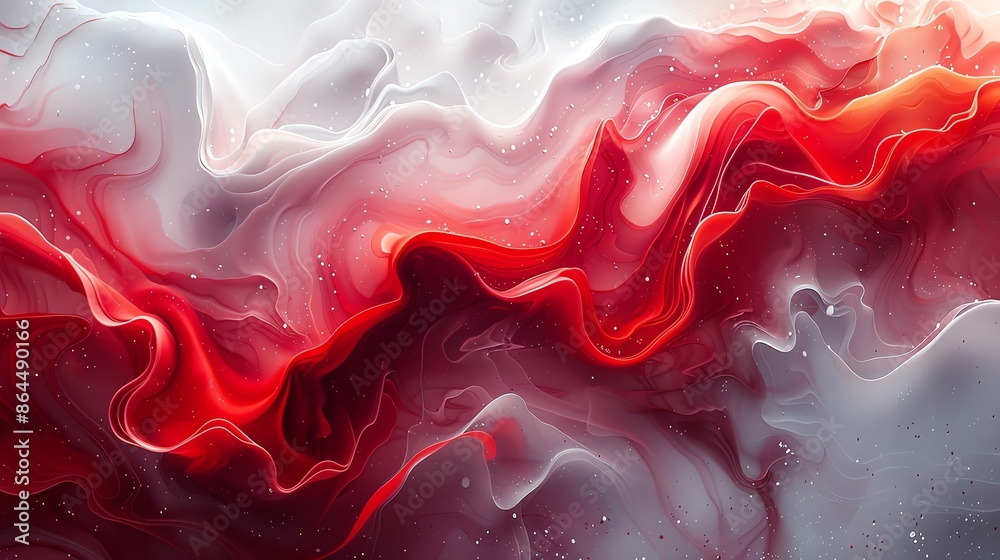 Abstract red and white fluid art background. Digital art, swirling paint effect for design covers, wallpapers, websites and banners Abstract red and white fluid art background. Digital art, swirling paint effect for design covers, wallpapers, websites and banners