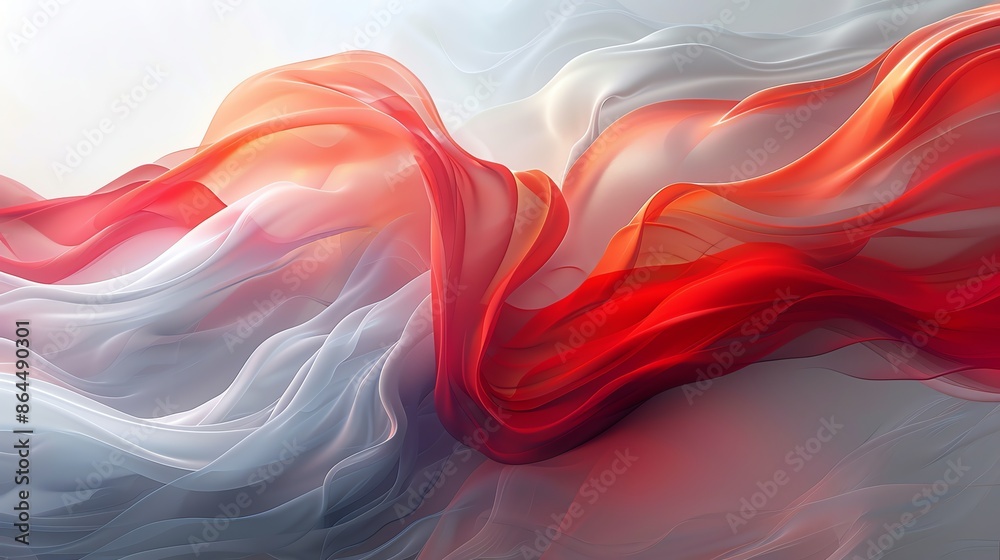 Abstract background of flowing red and white fabric, creating a sense of elegance, movement, and fluidity. Abstract background of flowing red and white fabric, creating a sense of elegance, movement, and fluidity.