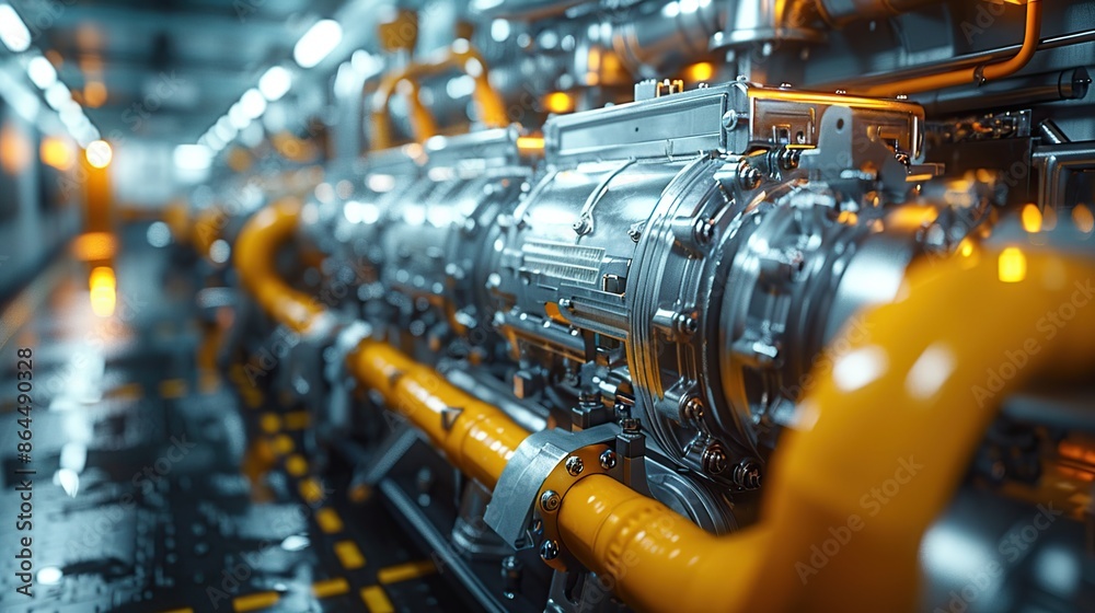 Futuristic industrial gas turbine engine. Turbine engine. Aviation technologies concept. Futuristic industrial gas turbine engine. Turbine engine. Aviation technologies concept.