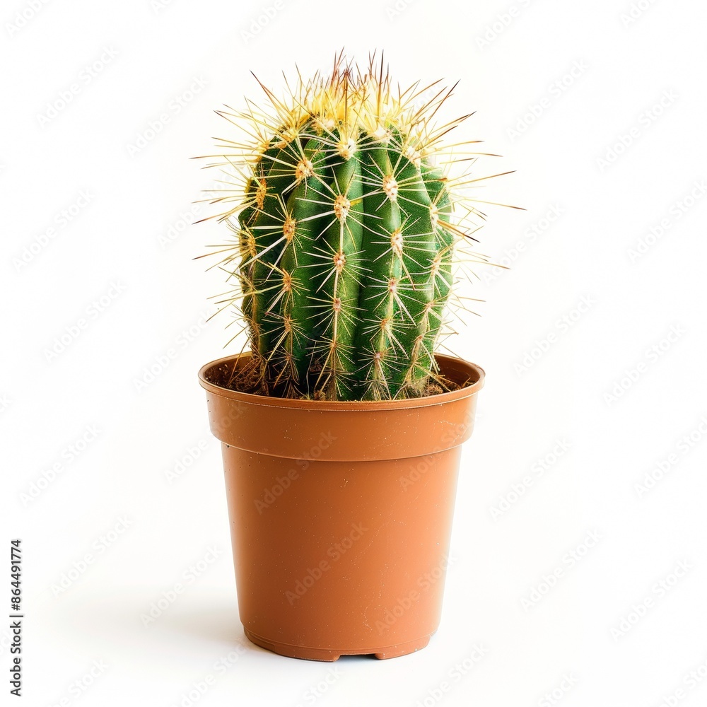 Cactus in a flower pot isolated on white background. Cactus in a flower pot isolated on white background.