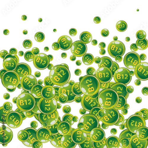 Vitamin B12 messy round pills.