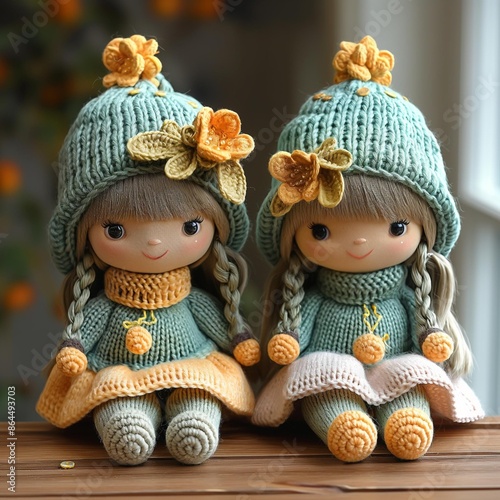 AI generator image of Knitted doll, very cute © Nan
