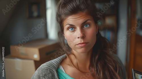 A woman looking at the camera with a surprised look.