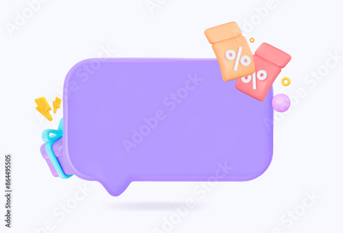 3d speech bubble with an empty space for text.  Special offer price sign. 