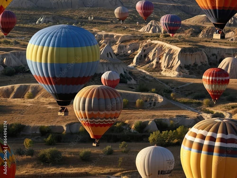 Obraz premium Multiple airbaloons in the air, amazing view for background picture.