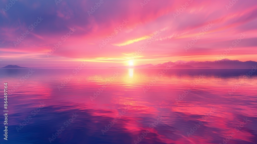 A tranquil scene features a sunset over a vast expanse of water, its reflection casting a warm glow on the surface In the distant horizon, a tiny island beckons A tranquil scene features a sunset over a vast expanse of water, its reflection casting a warm glow on the surface In the distant horizon, a tiny island beckons