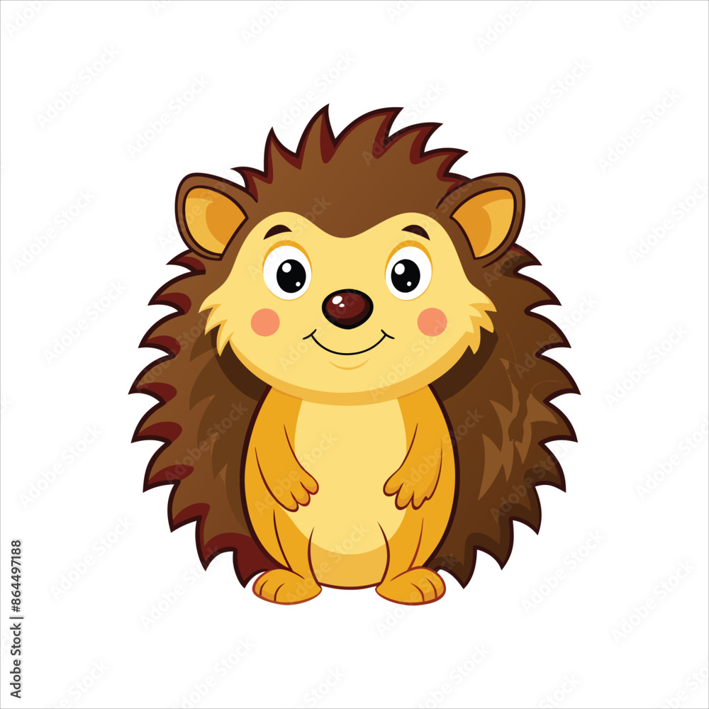 Fototapeta premium Cartoon happy hedgehog vector
